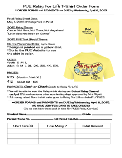 PUE Relay For Life T-Shirt Order Form