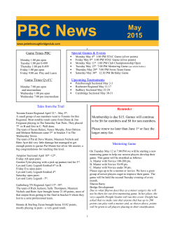 May 2015 Newsletter - Peterborough Bridge Club