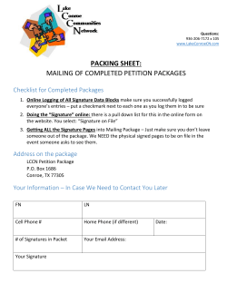 packing sheet - Lake Conroe Communities Network Petition