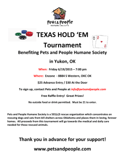 TEXAS HOLD `EM Tournament - Pets and People Humane Society