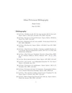 Allan Pettersson Bibliography