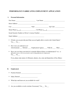 PERFORMANCE FABRICATING EMPLOYMENT APPLICATION