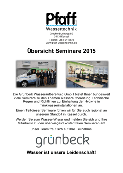Seminartermine 2015 - Pfaff Wassertechnik GmbH