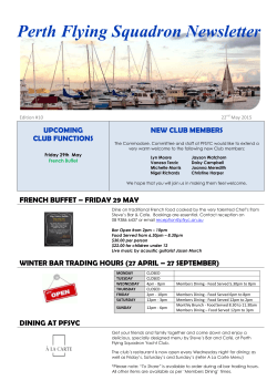 Edition #10, 22 May 2015 - The Perth Flying Squadron Yacht Club