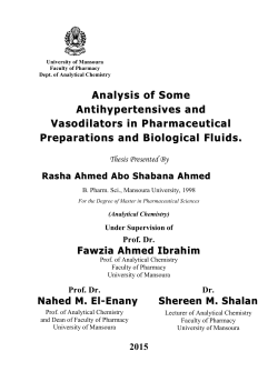 Analysis of Some Antihypertensives and Vasodilators in