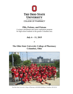 Pills, Potions, and Poisons July 6 - College of Pharmacy