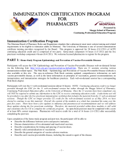 Immunization Certificate Program - Department of Pharmacy Practice