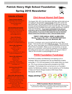 Patrick Henry High School Foundation Spring 2015 Newsletter