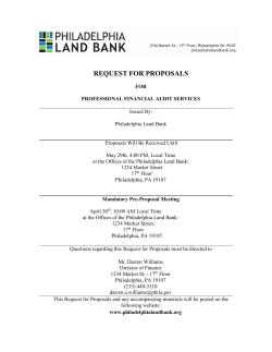 REQUEST FOR PROPOSALS - Philadelphia Land Bank