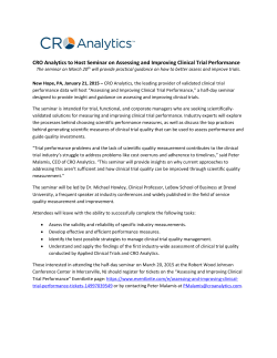 CRO Analytics to Host Seminar on Assessing and Improving