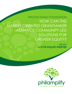 how can this market-oriented grantmaker advance
