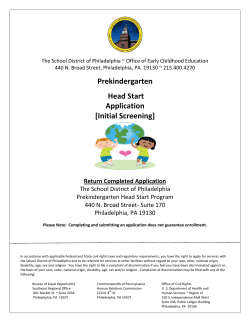 Prekindergarten Head Start Application [Initial Screening]