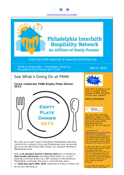 March 2015 e-Newsletter - Philadelphia Interfaith Hospitality Network