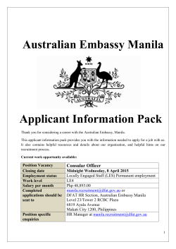 Australian Embassy Manila Applicant Information Pack