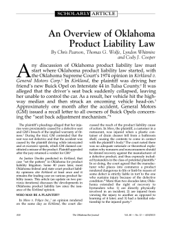 An Overview of Oklahoma Product Liability Law