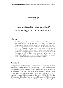 Does Wittgenstein have a Method? The Challenges of Conant and