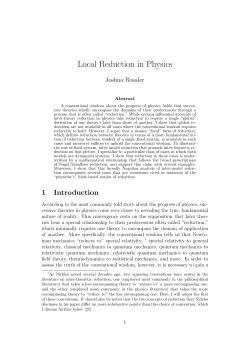 Local Reduction in Physics - PhilSci