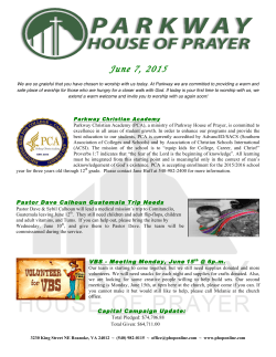 Weekly Newsletter - Parkway House of Prayer