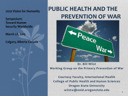 The Role of Public Health In Preventing War