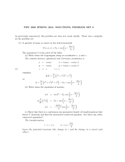 PHY 3003 SPRING 2015: SOLUTIONS, PROBLEM SET 8 As