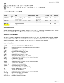 KPE Summer 2015 Academic Timetable