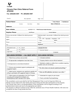 Chronic Pain Referral Form - Physicians