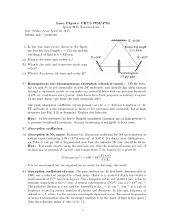 Laser Physics Homework 5, Due Date