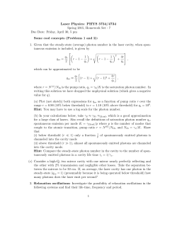 Laser Physics Homework 7, Due Date