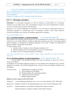 Programmes des UE`s du M1 MPAD. PÃ©riode 1