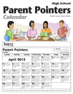 Parent Pointers Calendar - High School - April 2015