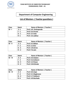 Mentors list Computer Department