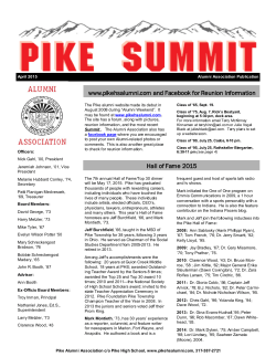 www.pikehsalumni.com and Facebook for Reunion Information Hall