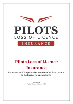 Product Disclosure Statement - Pilots Loss of Licence Insurance