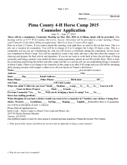 Counselor Application - Pima County 4H Horse Camp