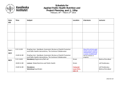 Schedule for Applied Public Health Nutrition and - Ping-Pong