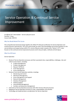 Service Operation & Continual Service Improvement