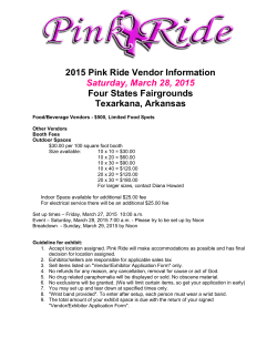 2015 Pink Ride Vendor Information Saturday, March 28, 2015 Four
