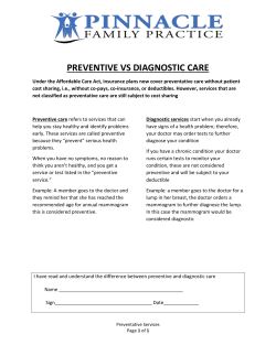 PREVENTIVE VS DIAGNOSTIC CARE