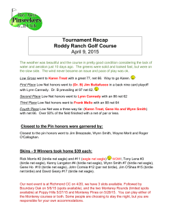 Tournament Recap Roddy Ranch Golf Course April 9, 2015