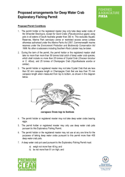 Proposed arrangements for Deep Water Crab Exploratory Fishing