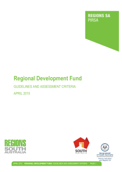 Regional Development Fund Guidelines and Assessment