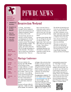 2015 PFWBC News April - Pittsburg Freewill Baptist Church