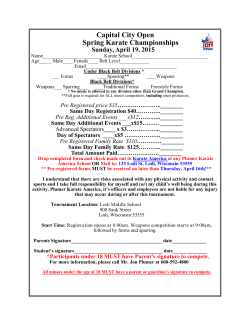 Capital City Open Spring Karate Championships Sunday, April 19