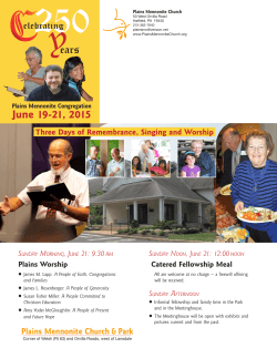 June 19-21, 2015 - Plains Mennonite Church