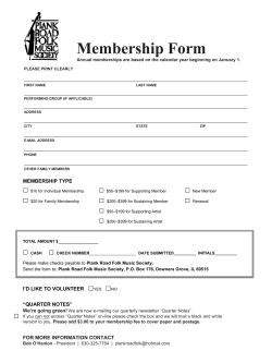 Membership Form - Plank Road Folk Music Society