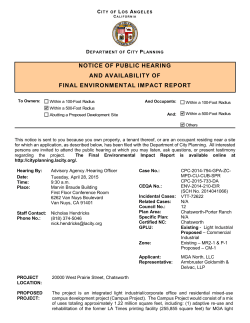 Notice of Public Hearing - Los Angeles Department of City Planning