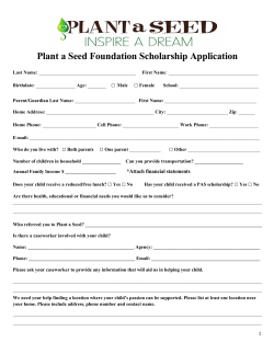 Plant a Seed Foundation Scholarship Application