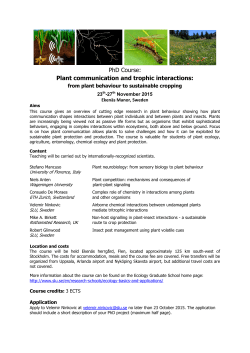 PhD Course: Plant communication and trophic interactions:
