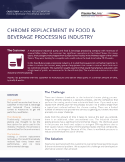 chrome replacement in food & beverage processing - Plasma-Tec