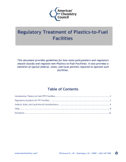 Regulatory Treatment of Plastics-to